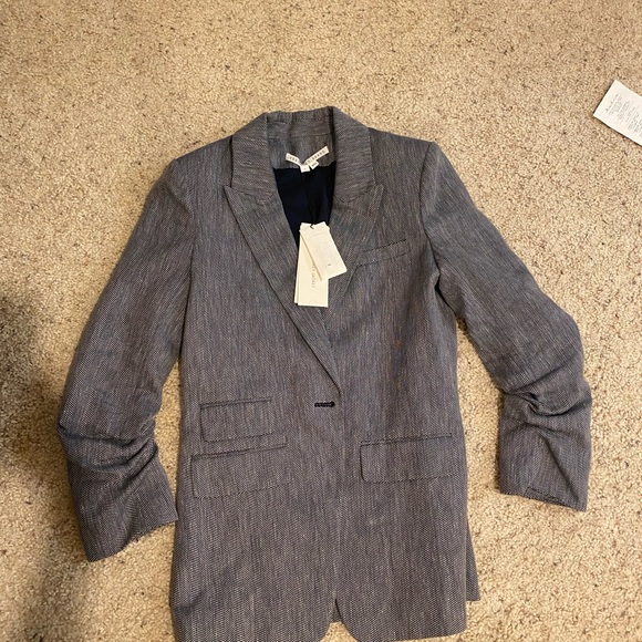 Veronica Beard Martel Dickey Jacket Blazer Blue White New With Tags Size 4 - Picture 3 of 7